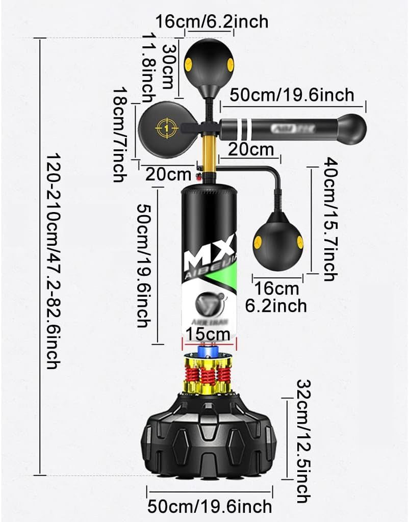 Speed Bags Boxing Reflex, Punching Bag with Spinning Bar, Height Adjustable Freestanding Speed Trainer